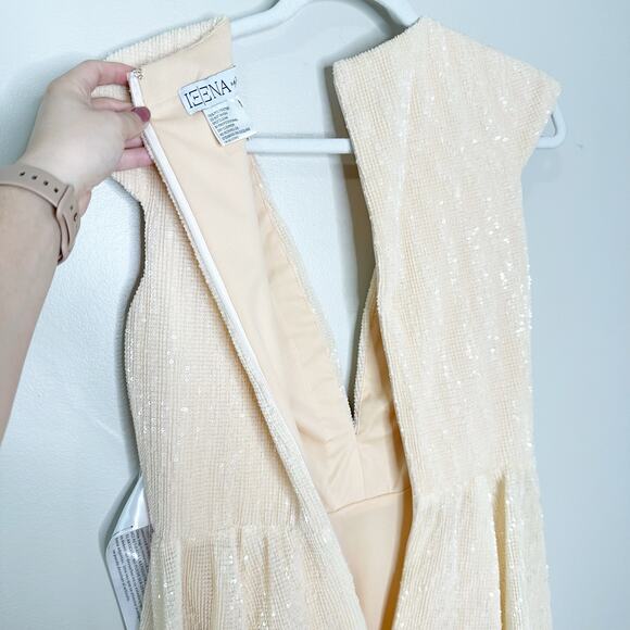 Mac Duggal Ieena 26306 Mini Dress Fit & Flare V-Neck Cap Sleeve Porcelain Size 4 - Picture 10 of 10